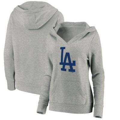 MLB Fanatics ed Los Angeles Dodgers Official Logo Crossover V-Neck Pullover Hoodie