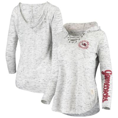 NCAA South Carolina Gamecocks Space Dye Lace-Up V-Neck Long Sleeve T-Shirt