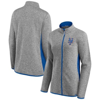 MLB Fanatics Heathered New York Mets Primary Logo Fleece Full-Zip Jacket