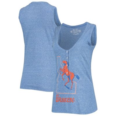 NCAA ed Boise State Broncos Relaxed Henley Tri-Blend V-Neck Tank Top