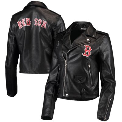 Boston Red Sox MLB Faux Leather Moto Full-Zip Jacket