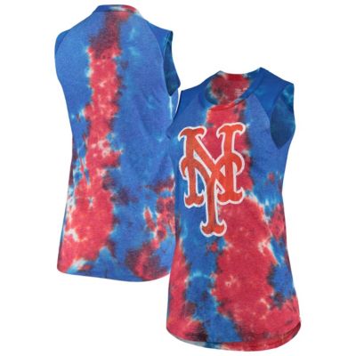 MLB Red/Blue New York Mets Tie-Dye Tri-Blend Muscle Tank Top