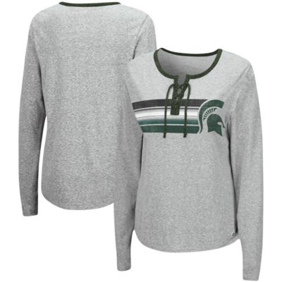 NCAA ed Michigan State Spartans Sundial Tri-Blend Long Sleeve Lace-Up T-Shirt