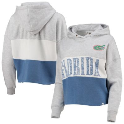 NCAA ed Gray/ed Florida Gators Lizzy Colorblocked Cropped Pullover Hoodie