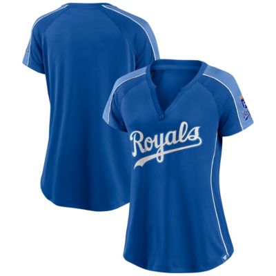 MLB Fanatics Royal/Light Kansas City Royals True Classic League Diva Pinstripe Raglan V-Neck T-Shirt