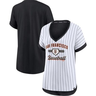 MLB Fanatics San Francisco Giants Iconic Noise Factor Pinstripe V-Neck T-Shirt