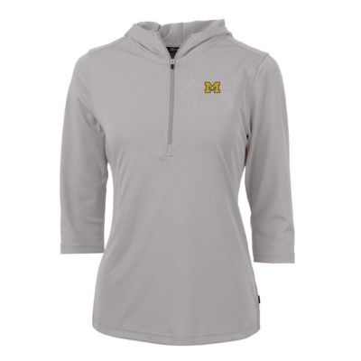 NCAA Michigan Wolverines Virtue Eco Pique 3/4 Sleeve Half-Zip Pullover Hoodie