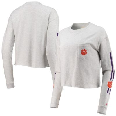 NCAA ed Clemson Tigers Clothesline Cotton Midi Crop Long Sleeve T-Shirt