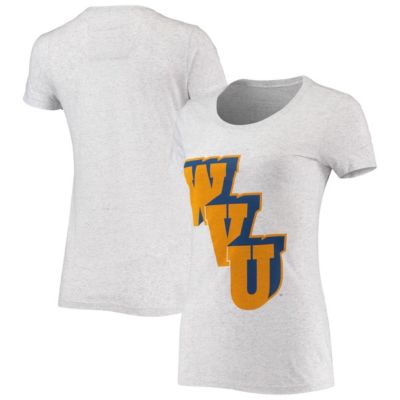 NCAA West Virginia Mountaineers Block Basketball Logo Vintage Tri-Blend T-Shirt