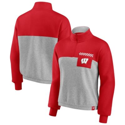NCAA Fanatics Wisconsin Badgers Sideline to Colorblock Quarter-Zip Jacket