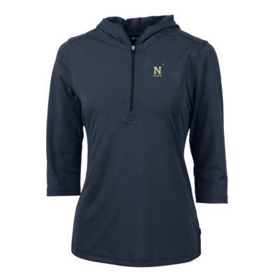 Navy Midshipmen NCAA Virtue Eco Pique Half-Zip 3/4 Sleeve Pullover Hoodie
