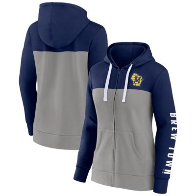 MLB Fanatics Milwaukee Brewers Take The Field Colorblocked Hoodie Full-Zip Jacket