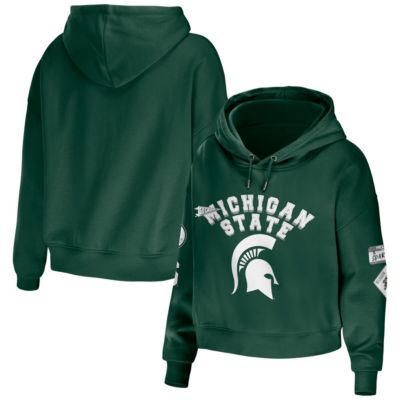NCAA Michigan State Spartans Mixed Media Cropped Pullover Hoodie