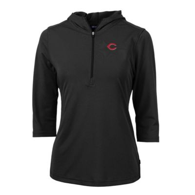 MLB Cincinnati Reds Virtue Eco Pique 3/4 Sleeve Half-Zip Pullover Hoodie