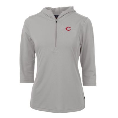 MLB Cincinnati Reds Virtue Eco Pique 3/4 Sleeve Half-Zip Pullover Hoodie