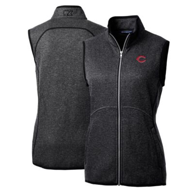 MLB Heathered Cincinnati Reds Mainsail Sweater-Knit Full-Zip Vest