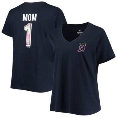 Boston Red Sox MLB Plus #1 Mom 2-Hit V-Neck T-Shirt