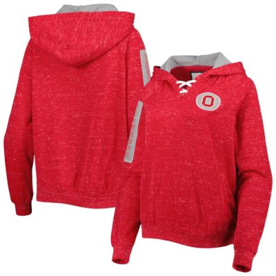 NCAA Ohio State Buckeyes The Devil Speckle Lace-Placket Raglan Pullover Hoodie