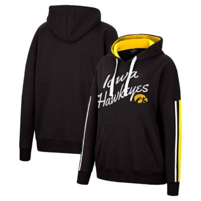 NCAA Iowa Hawkeyes Serena Oversized Sleeve Striping V-Neck Pullover Hoodie