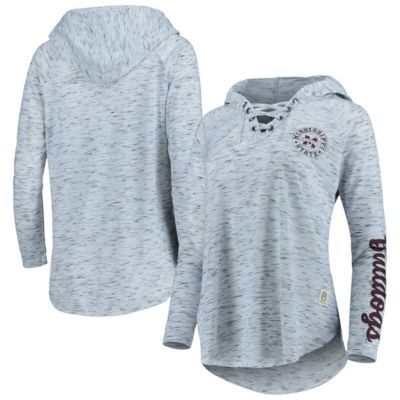 NCAA Mississippi State Bulldogs Space Dye Lace-Up V-Neck Raglan Long Sleeve T-Shirt