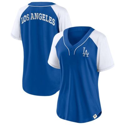 MLB Fanatics Los Angeles Dodgers Bunt Raglan V-Neck T-Shirt