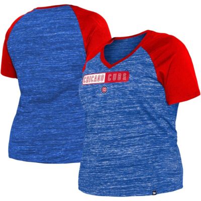 MLB Chicago Cubs Plus Size Space Dye Raglan V-Neck T-Shirt