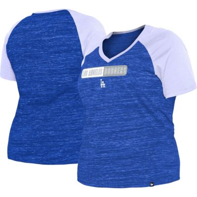 MLB Los Angeles Dodgers Plus Space Dye Raglan V-Neck T-Shirt