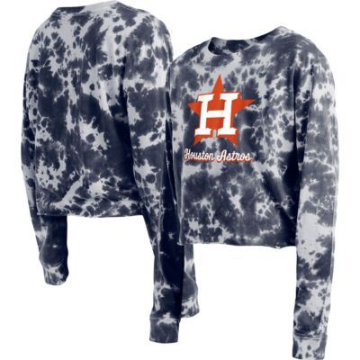 MLB Houston Astros Tie-Dye Cropped Long Sleeve T-Shirt