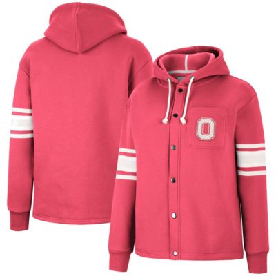 NCAA Ohio State Buckeyes Mia Striped Full-Snap Hoodie Jacket