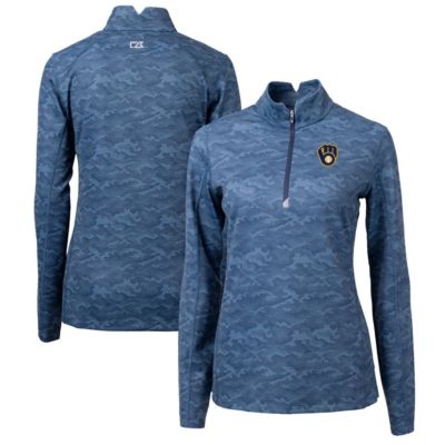 MLB Milwaukee Brewers Traverse Print Stretch Quarter-Zip Pullover Top