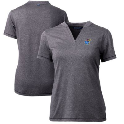 NCAA Heather Kansas Jayhawks Forge Blade V-Neck Top