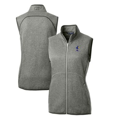 NCAA Heather Kansas Jayhawks Mainsail Basic Sweater-Knit Full-Zip Vest