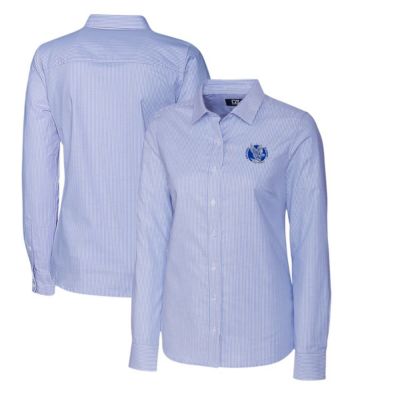 NCAA Powder Air Force Falcons Oxford Stripe Stretch Long Sleeve Button-Up Shirt