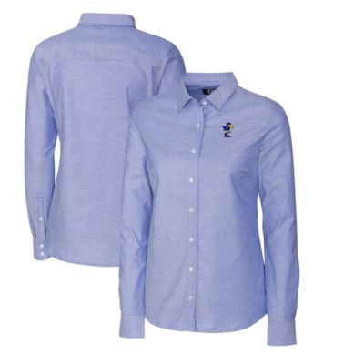 NCAA Powder Kansas Jayhawks Oxford Stretch Long Sleeve Button-Up Shirt