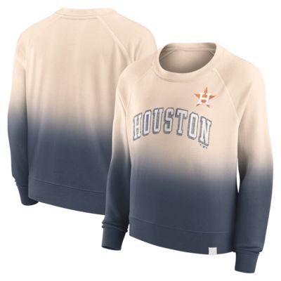 MLB Fanatics Tan/Navy Houston Astros Luxe Lounge Arch Raglan Pullover Sweatshirt
