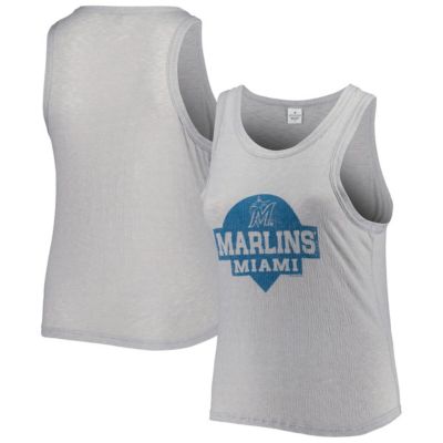 MLB Miami Marlins Plus High Neck Tri-Blend Tank Top