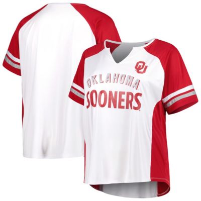 NCAA Oklahoma Sooners Plus Stripe Raglan Notch Neck T-Shirt
