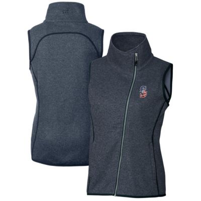 MLB Heather Seattle Mariners Americana Logo Mainsail Sweater-Knit Full-Zip Asymmetrical Vest