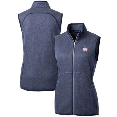MLB Heather Los Angeles Dodgers Americana Logo Mainsail Sweater-Knit Full-Zip Vest