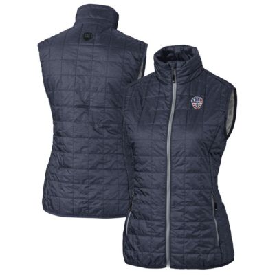 MLB Heather Milwaukee Brewers Americana Logo Rainier PrimaLoft Womens Eco Insulated Full-Zip Puffer Vest