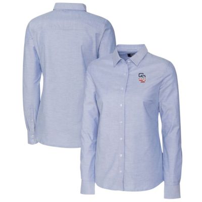 MLB Light San Diego Padres Americana Logo Oxford Stretch Long Sleeve Button-Up Shirt