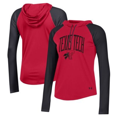 Texas Tech Red Raiders NCAA Under Armour Gameday Mesh Performance Raglan Hooded Long Sleeve T-Shirt