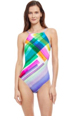 High neck one piece swimsuit
