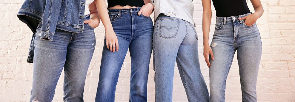 Image of 4 models in different jean washes