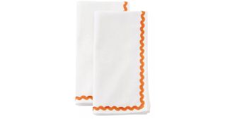 White napkins with orange border