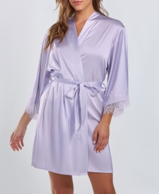 Jill Satin Robe W/ Eyelash Lace Trim