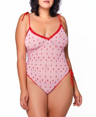Clara Soft Cup Heart Embroidered Mesh Teddy with Lace Trimmed Neckline