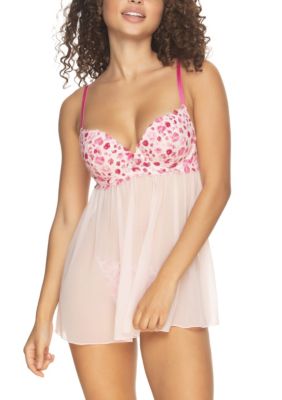 Besamé Printed Lace & Mesh Babydoll