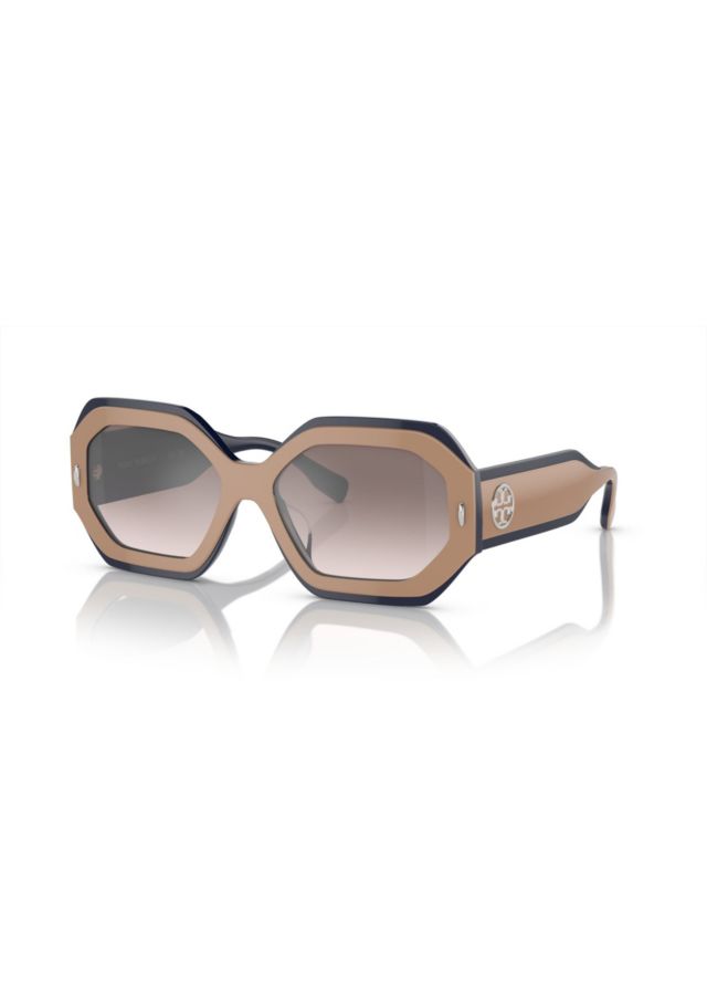 Navy Beige/Clear Gradient Grey Mirror Silver