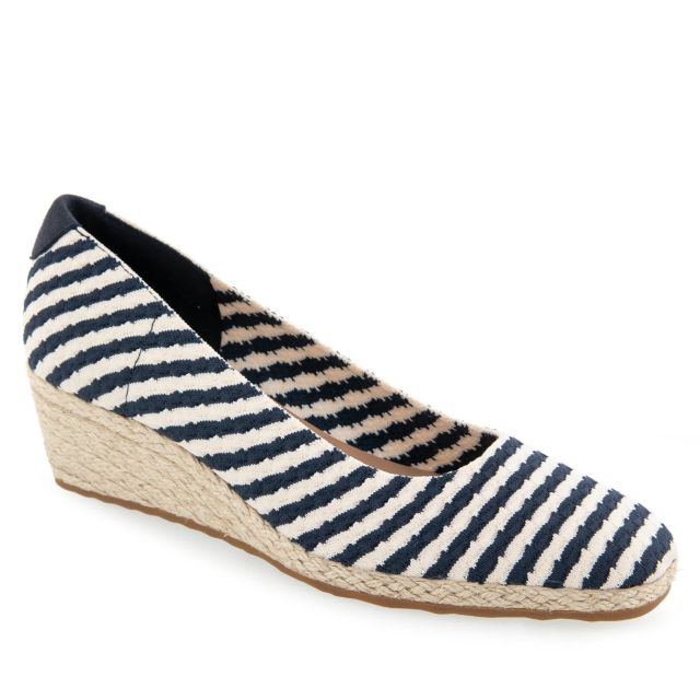Eggnog Navy Stripe Textured Fabric